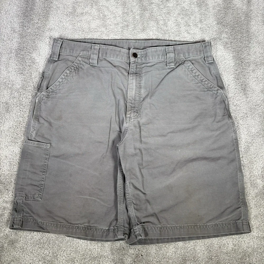 Carhartt Shorts Mens 38 Gray Canvas Original Fit Carpenter Workwear B147